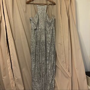 Adriana Papell - Silver Sequin Gown